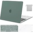 MOSISO Compatible with MacBook Air 13 inch Case M1 Chip 2021-2018 Release A2337 A2179 A1932, Plastic Hard Shell&Keyboard Cover&Screen Film&Storage Bag for MacBook Air 13.3 inch Case, Midnight Green