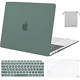 MOSISO Compatible with MacBook Air 13 inch Case M1 Chip 2021-2018 Release A2337 A2179 A1932, Plastic Hard Shell&Keyboard Cover&Screen Film&Storage Bag for MacBook Air 13.3 inch Case, Midnight Green