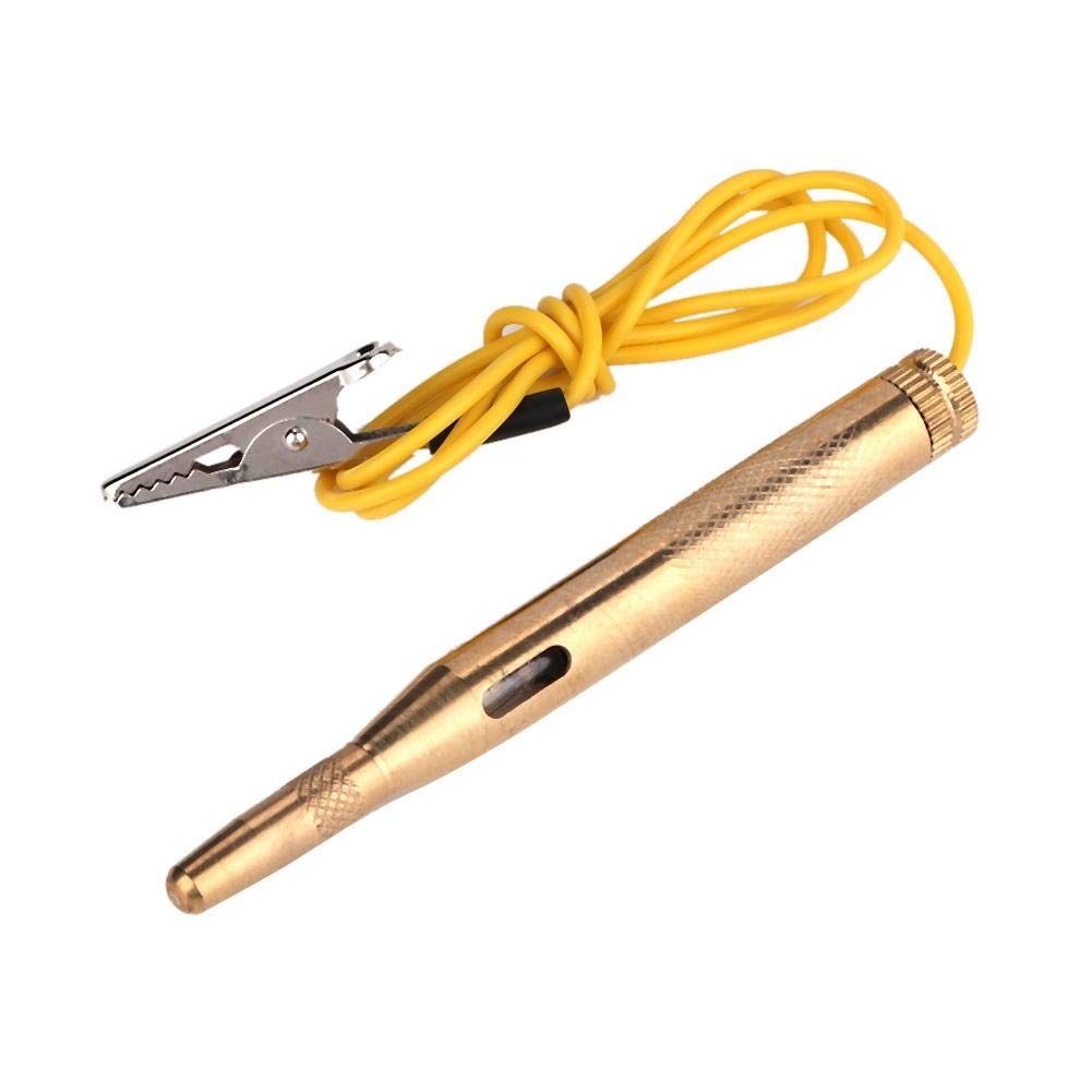 Car Electrical Circuit Tester, 6-12V Car Circuit Tester Voltage Test Pencil Diagnostic Tool Long Probe Test Pen with Vise Clip for Low Voltage Systems, Gold