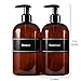 Bottiful Home-16 oz Refillable Empty Durable Translucent Amber PET Plastic Shampoo & Conditioner Bottle Set-B&W Pre-Applied Fully Waterproof Labels-100% Rust-FREE, Clog-FREE, Drip-FREE