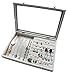 Wuligirl Glass Top Velvet Necklace Ring Jewelry Display Tray Storage Necklace Ring Organizer Showcase Lockable(Mix Jewelry)