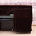 Andoer Full Piano Cover Pleuche Decorated with Macrame for Universal Upright Vertical Piano Coffee