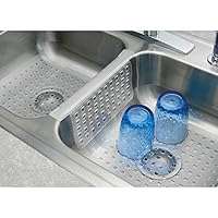 GSG Home Series Mat Protector Double Sink Divider Clear Kitchen Dish Safe Durable Grips Saddle