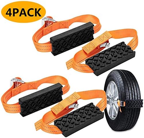 Car Tire Anti-Skid Block, Cable Snow Tire Chain Reusable Car Anti Slip Tire Traction Easy Installation/Removal for Car Truck SUV Emergency Winter Driving (4 PCS)