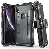 Vena (vArmor) iPhone XR Holster Case, Rugged Military Grade Heavy Duty Case with Belt Clip Swivel Holster and Kickstand, Compatible with iPhone XR (Black-Space Gray)