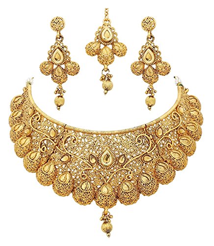 YouBella Jewellery Bollywood Ethnic Gold Plated Traditional Indian Necklace Set with Earrings for Women