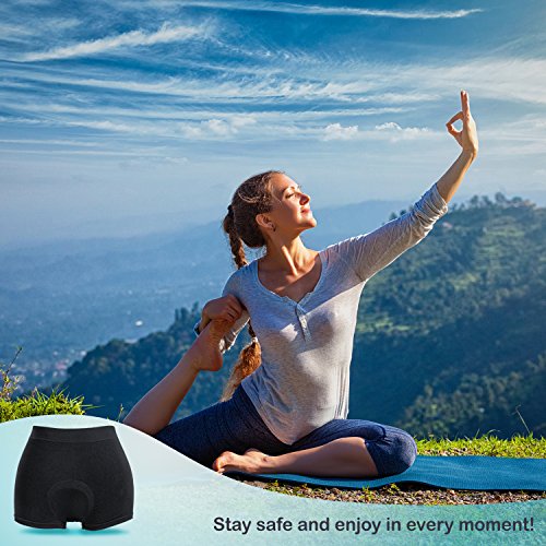 Incontinence Underwear Womens Active Brief (Black) with Super-Absorbent (14 Oz) White Bamboo Charcoal Pad. (Large)