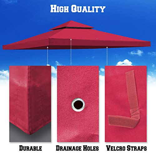 BenefitUSA Replacement Canopy Top Cover for 10'X10' Gazebo Polyester Double Tiers for Outdoor Garden Patio Pavilion Sunshade (Burgundy)