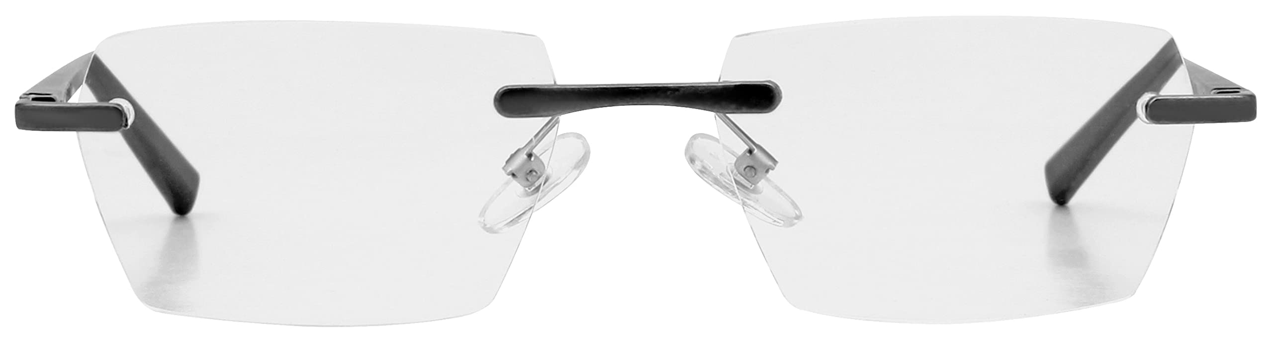 Foster Grant Lomond Reading Glasses for Men & Women +1.50 – Rimless Geometric Frame in Lightweight Aluminium with Spring Hinges, Scratch-Resistant Lenses & Protective Case