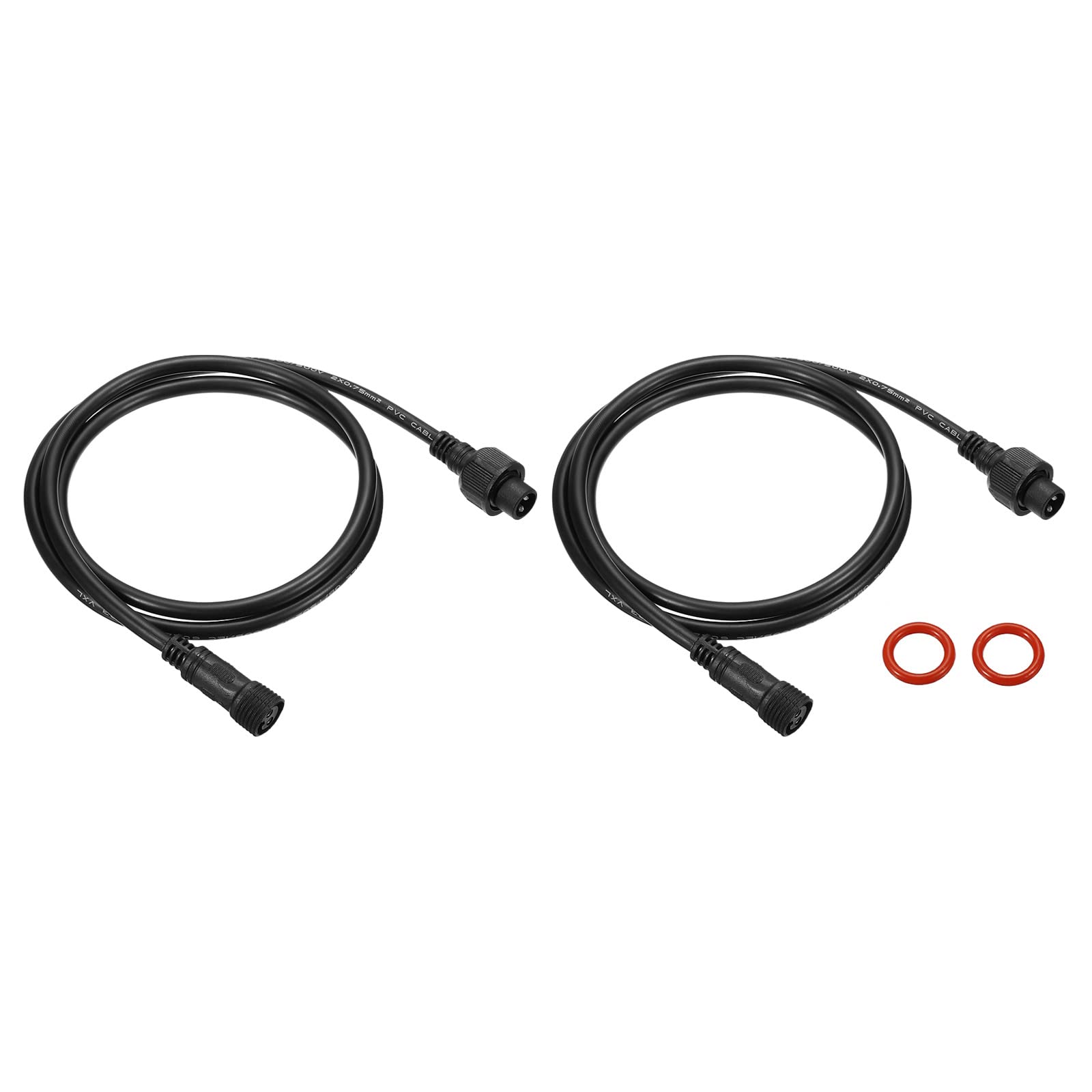 YOKIVE 2 Pcs 2 Pin Extension Cable Wire, Waterproof Transmission Extension Equipment Connection, Great for LED Equipment, Car, Truck, Boat (Black, 3.28-Feet)