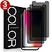 G-Color iPhone XS/X Privacy Screen Protector, Privacy Anti-Spy Anti-Peep Scratch Proof Tempered Glass Screen Protector for iPhone XS(3 Pack)