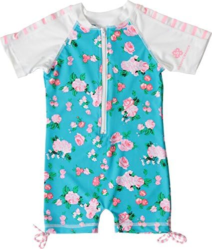Snapper Rock Baby Girls & Toddlers UPF 50+ UV Protective Warm Short Sleeve Swimsuit For Kids