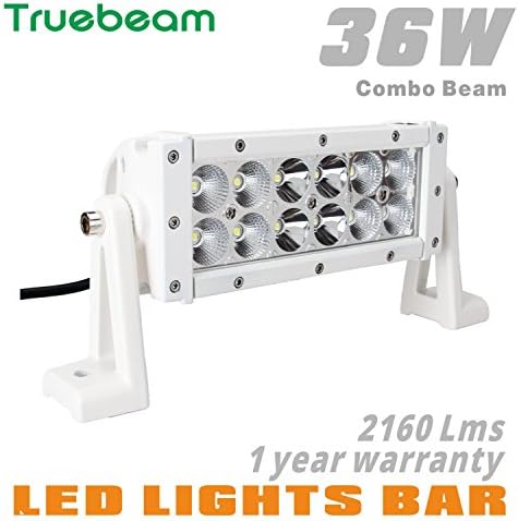 Truebeam 2PCS 36W 8Inch Led Light Bar Spot Flood Led Off Road Lights Driving Fog Light Boat Light Waterproof Led Work Light Trucks Lights Pickup SUV ATV 4WD 4x4 Jeep White 12/24V IP68