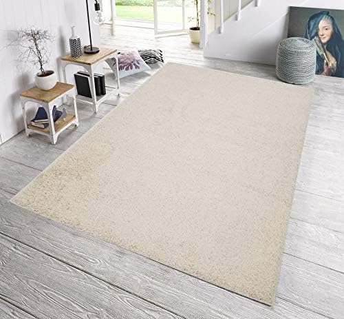 SavaHome 1063-CREAM Solid Light Cream Shag Area Rug (5' x 7') Contemporary Livingroom and Bedroom Soft Shaggy Solid Color Area Rug