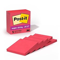 Post-it Super Sticky Notes, 5 Sticky Note Pads, 3 x