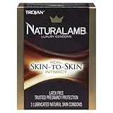 Trojan NATURALAMB Premium Lubricated Natural Skin Condoms with Silver Pocket/Travel Case-3 Count