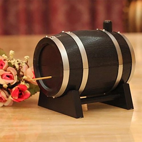 Miklan Toothpick Box Container Dispenser Holder Wine Barrel Automatic Plastic