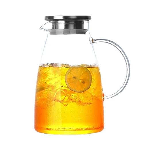 Jarra de vidrio con tapa, tapa de acero inoxidable para leche ...