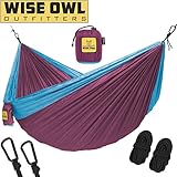 Wise Owl Outfitters Hammock for Camping Single & Double Hammocks Gear for The Outdoors Backpacking Survival or Travel - Portable Lightweight Parachute Nylon SO Fuchsia Sky Blue