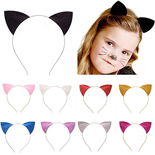 Mullsan 10 pieces Womens Costume Glitter Cat Ears Girls Headband Hairband - Image 6