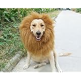 6MILES 1 Pcs Light Brown Adjustable Washable Comfortable Funny Lion Mane Wig with Ears for Dog and Cat Costume Pet Fancy Hair Clothes Dress for Halloween Christmas Easter Festival Party