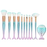 Professional Mermaid Makeup Brushes Kit 11 Pcs - CHANGKU Cosmetic Makeup Brushes Foundation Eyebrow Eyeliner Blush Cosmetic Concealer Brushes Beauty Tools Brush