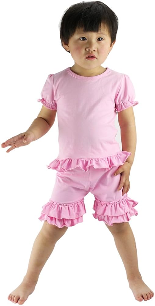 Wennikids Baby Girl Double Ruffle Cotton Girl Shorts: Clothing