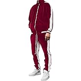 KISSQIQI Men's 2 Pieces Full Zip Tracksuits Golden Velvet Sport Suits Casual Outfits Jacket & Pants Fitness Tracksuit Set