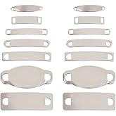 SUNNYCLUE 42Pcs 7 Styles Blank Stamping Tag Stainless Steel Engraving Blanks Bulk Metal 2 Holes Connector Charm Rectangle Links Engraved Tags for Jewelry Making Bracelet Necklace Charms DIY Findings