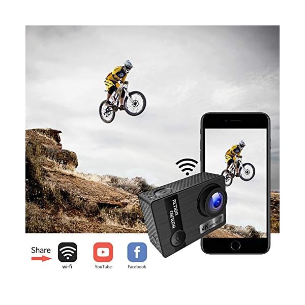 HKYMBM 4K Multifunktions-Sportkamera, WiFi-Unterwasserkamera 170 Grad Weitwinkel 30 Meter Tiefe Wasserdicht Und… – Bild 8