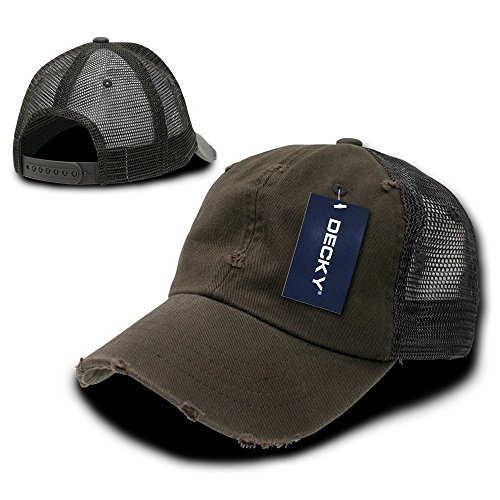 Vintage Washed Adjustable Mesh Trucker Baseball Cap Hat One Size Fits Most - Brown