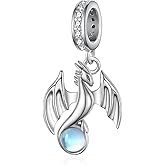 Feijiesi Dragon Charms 925 Sterling Silver Moonstone Dragon Beads Dragon Charms for Bracelets Dragon Jewelry Gifts for Women