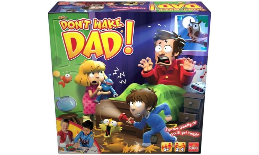 Goliath Games Sshh, Don't Wake Dad! | Tip-Toe Quietly or You'll Get Caught! | Kids Action and Reflex Board Game | For 2-4 Players | Ages 5+