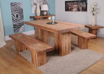 aipur chunky solid acacia furniture medium 80.80m dining table 80 ...