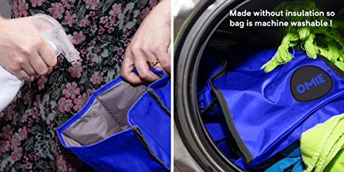 OmieBox Lunch Bag - Washable Velcro Rolltop Reusable Nylon Lunch Tote with Adjustable Strap - 14.5 x 9 Inches (Blue) - Thumbnail 3