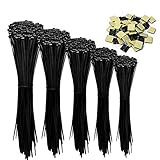 Zip Ties,RIZUGG 500 PCS Cable Ties uv Resistant Nylon with Self-Locking 4/6/8/10/12 Inch, Black