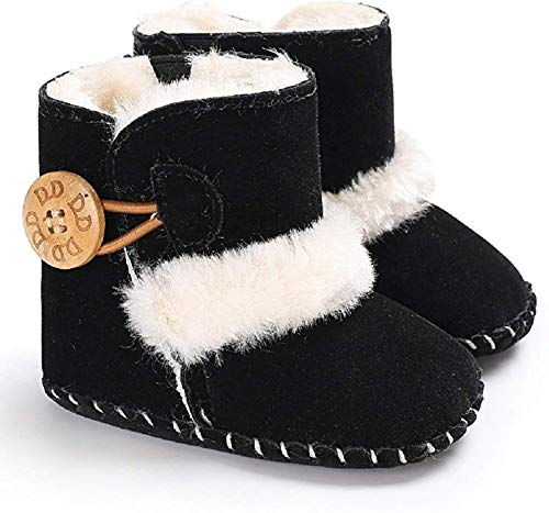 Meeshine Winter Warm Baby Boots Premium Soft Sole Prewalker Newborn Infant Boy Girl Crib Shoes Snow Boots(Small / 0-6 Months,Black 01)
