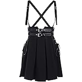 TSMNZMU Women Gothic Pleated Skirt Hight Waist Punk Halter Skirts Harajuku Adjustable Buckle Strappy Short Skirt