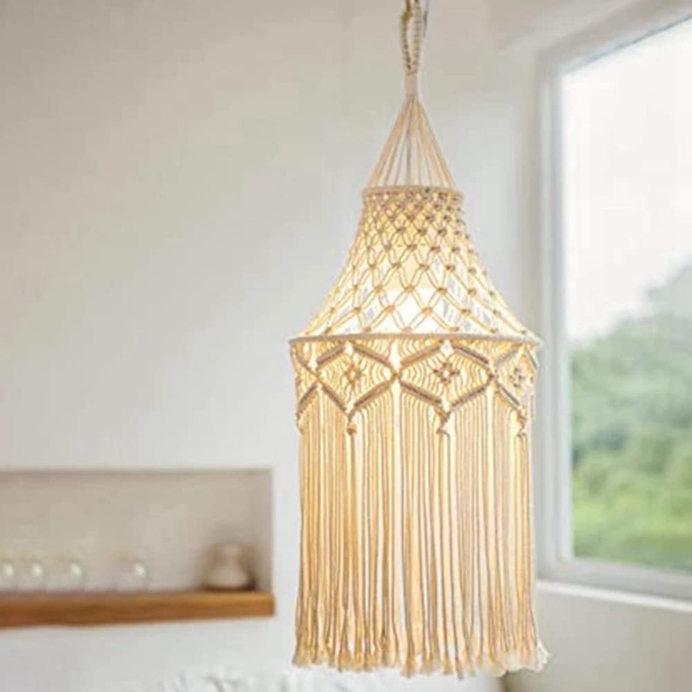 Smallterm Lamp Shades Macrame Light Shade Boho Lampshades for Ceiling Lights, Restaurant, Corridor, Living Room, Bar, Coffee, Living Rooms and Bedrooms