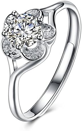 DVsong Women Fashion Jewelry 925 Sterling Silver Rings Flower Shape Silver Adjustable Opening Ring - RNGNENE1822