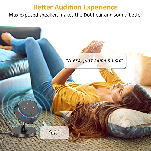 Comsoon Echo Dot Holder for 3rd Generation, 360° Adjustable Stand Bracket Mount with Rubber Protection for Home Speaker, Clever Dot Accessories Improves Sound Visibility & Appearance