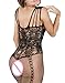 Buauty Body-stocking Plus Size Crotchless Lingerie For Women Babydoll Bodysuit,Black,One Size