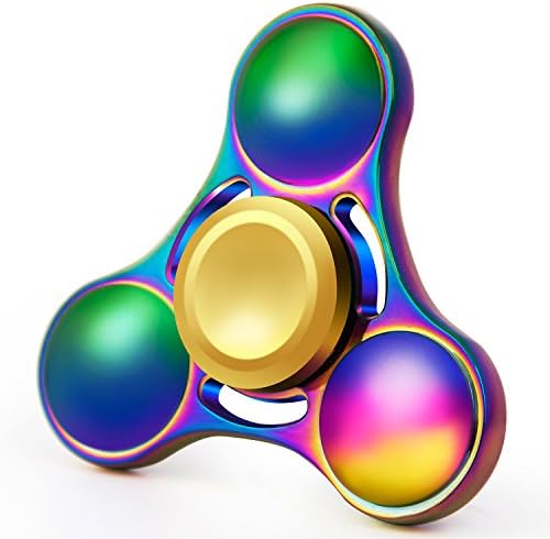 Elec3 Fidget Spinner Aluminum Help Focus Durable EDC Hand Spinner Toy Perfect for Spend Time Relieves Anxiety Fidget ADHD Autism Lessen Boredom (Rainbow)