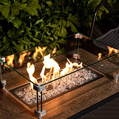 GASPRO 15 lbs Clear Fire Glass for Fire Pit Table, Reflective Gas