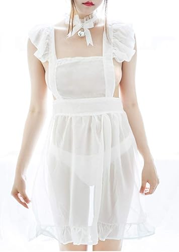 Amazon Dokidoki メイド風 スケスケ エプロン コスチューム 白 ホワイト シンプル 無地 ワンピース 可愛い コスプレ 衣装 キュート 裸エプロン コスプレ 仮装 通販