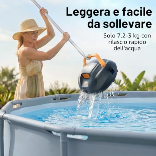 (2026 New) CoasTeering Planet Wireless Swimming Pool Robot, 120 Min Autonomy 4500 mAh, Double Motor, Quick Charge 2.5 h, Bottom Cleaning, Salt & Fresh Water, for Pools up to 80 m²