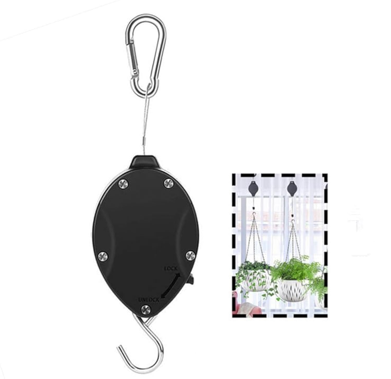 YongXiangPeng Hanging Basket Chains,Retractable Hook Heavy Duty Hanging Basket Pulley,304 Stainless Steel Plant Pulley Rope Hanger for Garden Hanging Baskets and Birds Feeder
