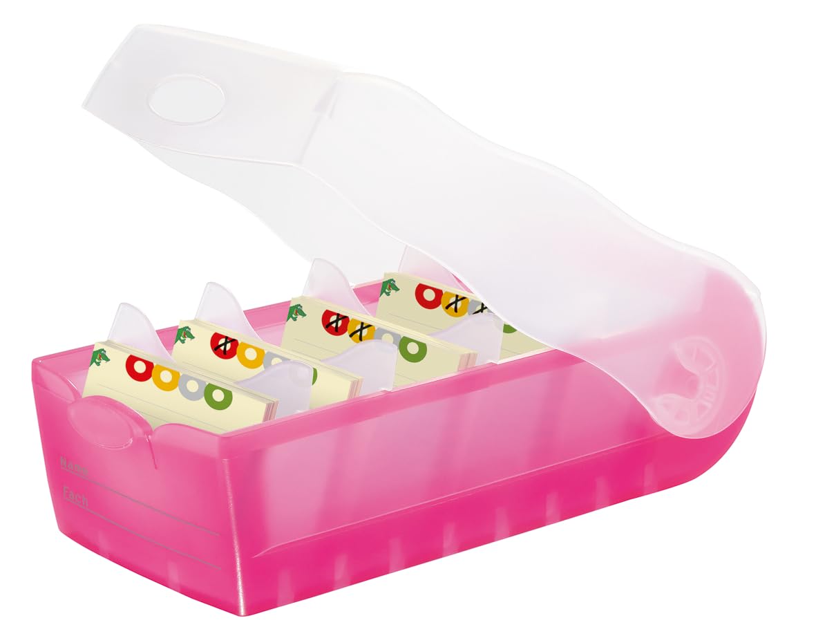 HAN 997-663, CROCO Flashcard Index Box. For learning vocabulary in an ingeniously simple way, A7, translucent pink