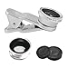eCandy 3 in 1 Clip-On 180 Degree Fisheye, Wide Angle, Macro Lens Camera Photo Kit -Silver