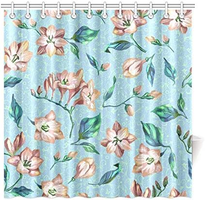 Amazon Ckyhyc シャワーカーテン 植物 ピンクの花 浴室カーテン バスカーテン 風呂 防水 防カビ 180x180cm C形カーテンリング付属 シャワーカーテン ホーム キッチン オンライン通販